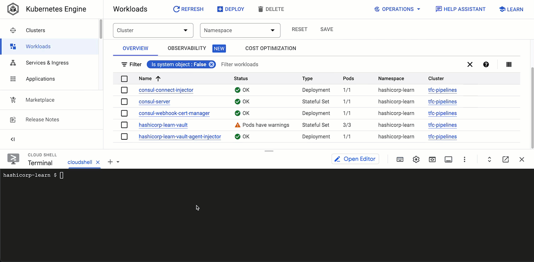 Entire process to access Vault UI using Cloud Shell (running on port :8081)