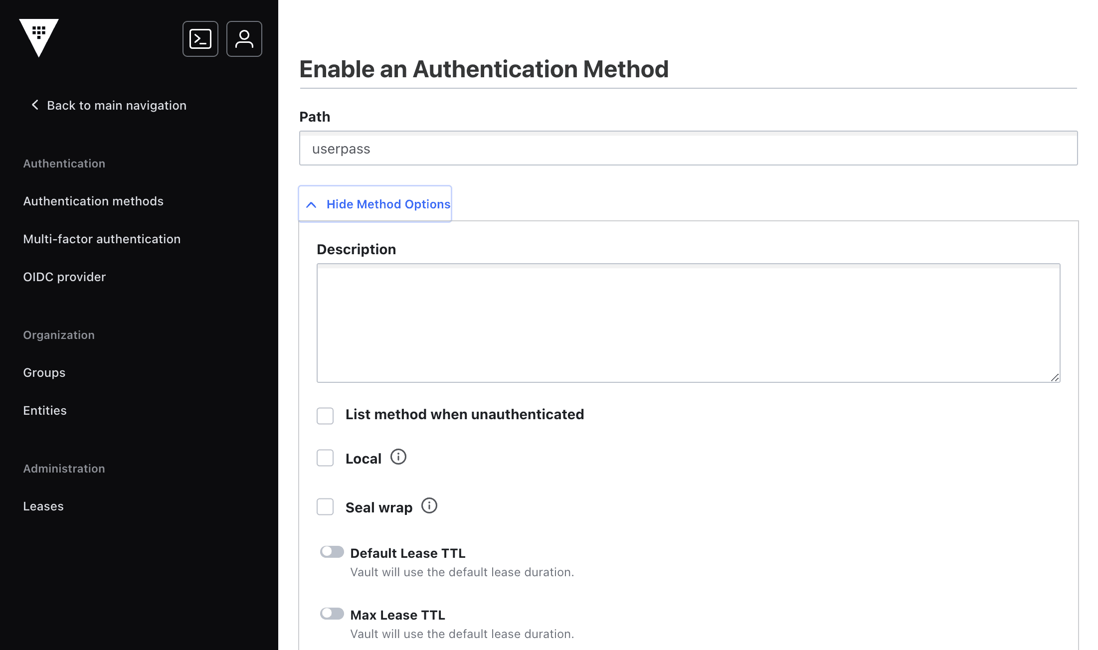 expanded method options